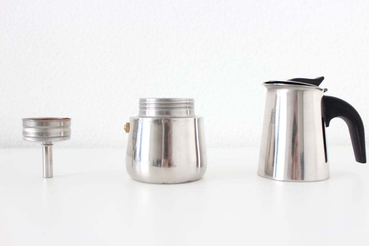 Espressokanne auseinandergebaut