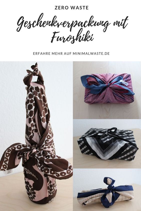 Pinterest Cover zu 'Furoshiki Tücher als Zero Waste Geschenkpapier'